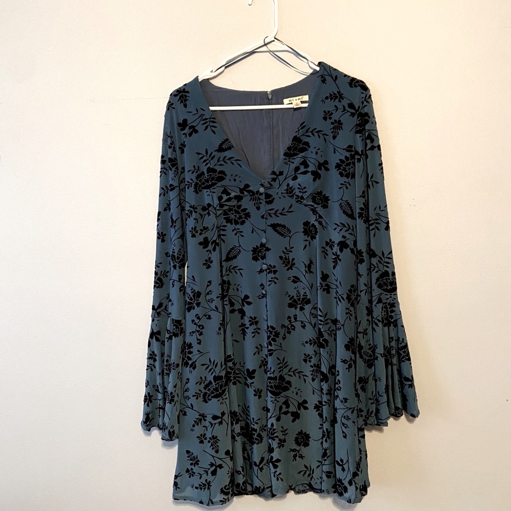 Altar’d State Miami Bell-Sleeved Dress with Velvet Details